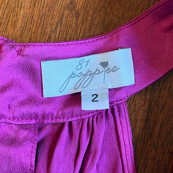 81 Poppies Purple Silk Top in Size 2 - Picture 4 of 5